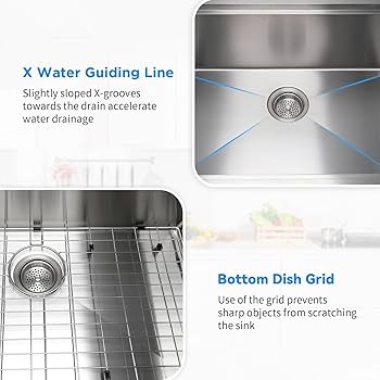 SANYCASA 27 Inch Undermount Kitchen Sink with Quiet Drain - 11